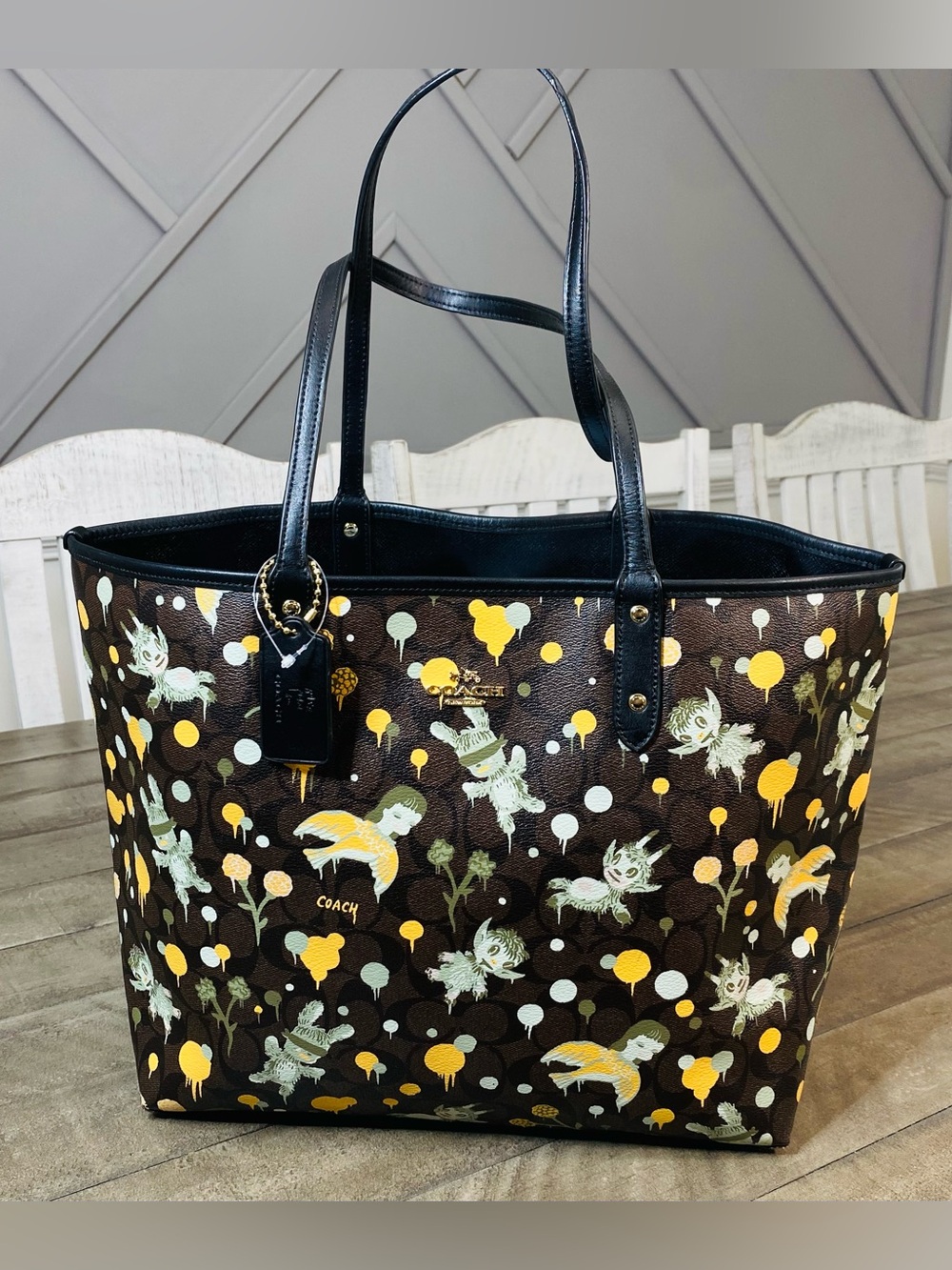 Coach x Gary Baseman Limited Edition "Secret Order" Reversible City Tote - Picture 2 of 8